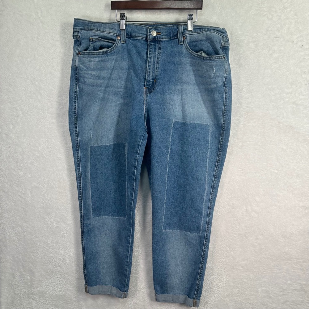 Signature by Levi Strauss & Co Heritage Boyfriend Womens Blue Jeans Fake Patch